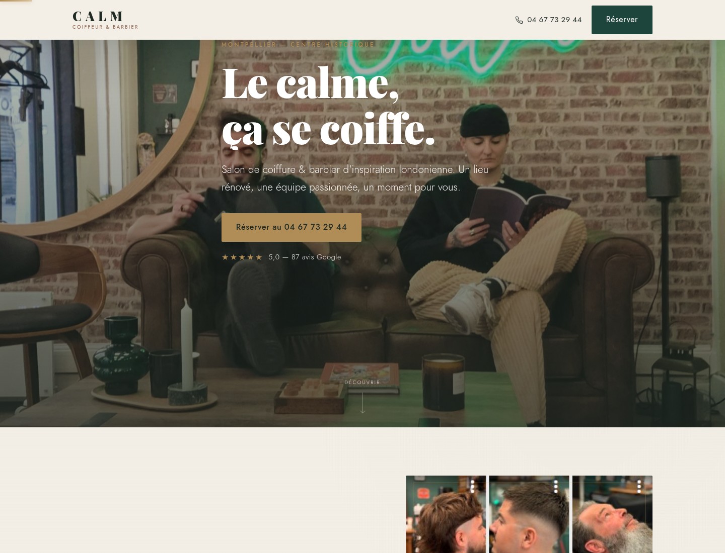 Site CALM Coiffeur & Barbier — Montpellier